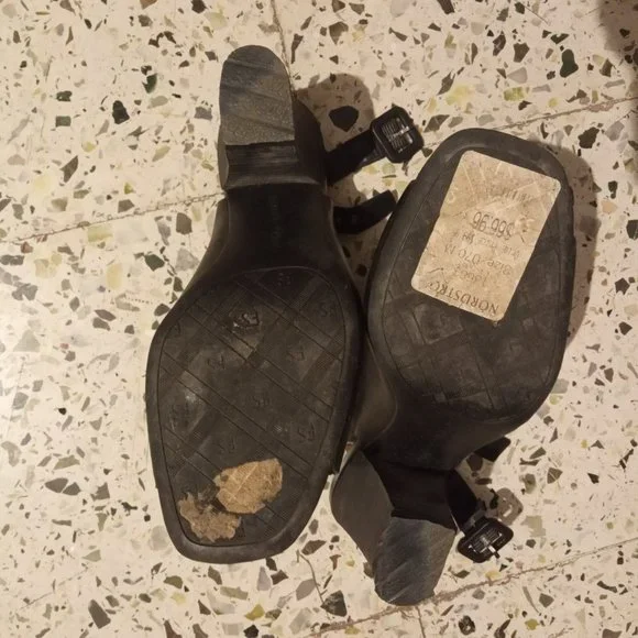 AVBL Franco Sarto Black Leather Peep Toe Mules - US7M / UK5/ EU38 - Picture 7 of 10